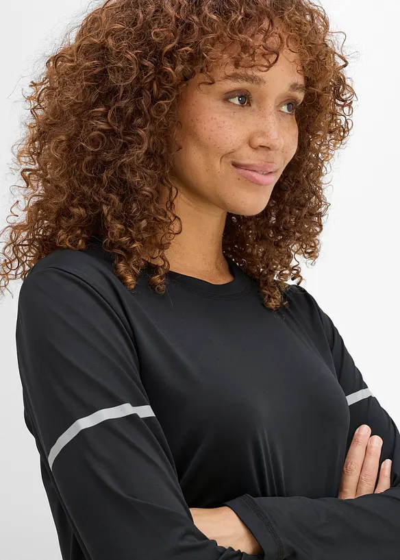 Maglia per sport ad asciugatura rapida con dettagli riflettenti (pacco da 2), bonprix