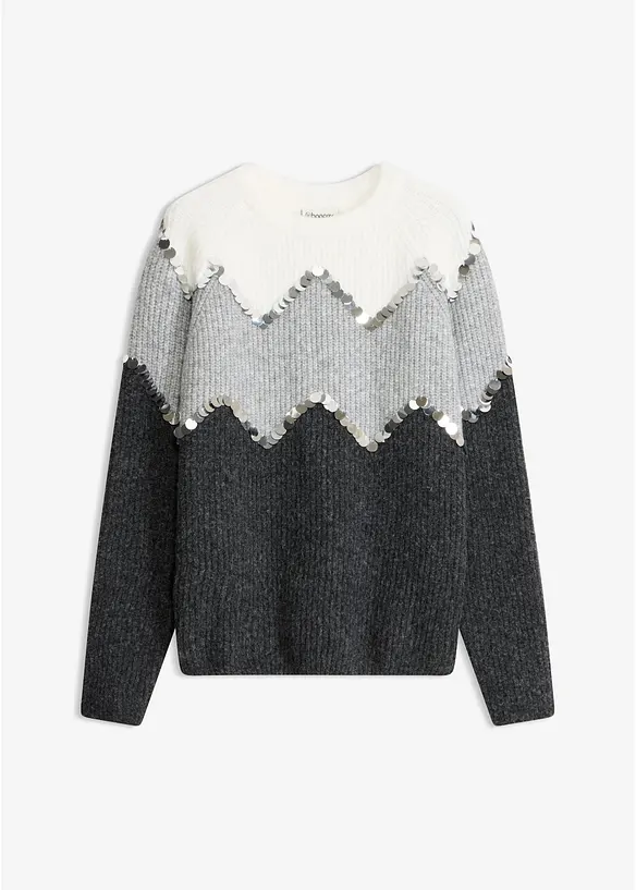 Maglione con applicazione di paillettes, bonprix