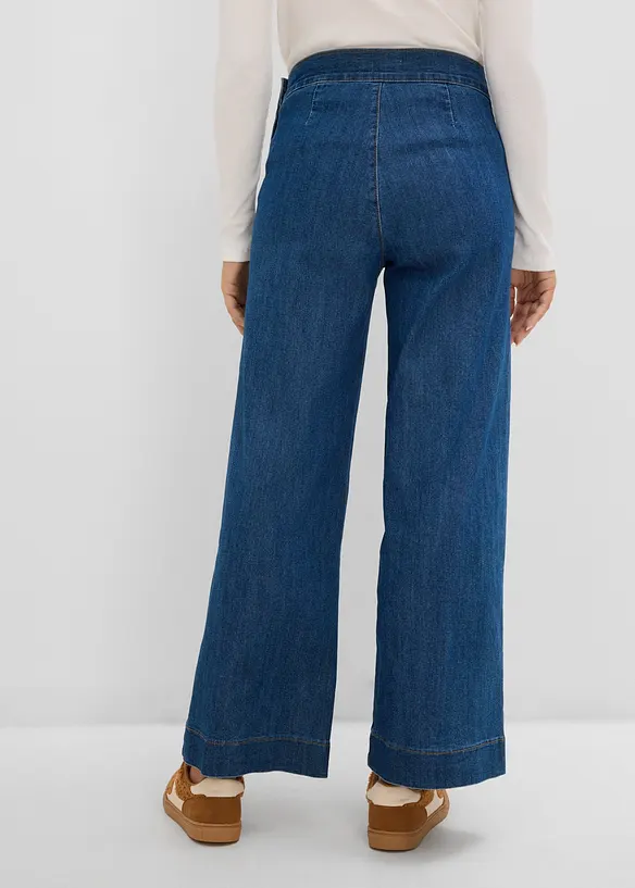 Jeans wide leg con tasche applicate, vita alta, bonprix