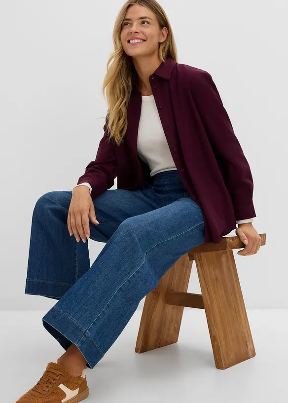 Jeans wide leg con tasche applicate, vita alta, bonprix