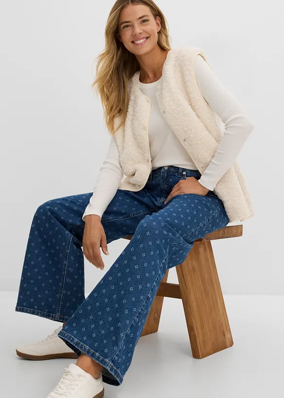 Jeans wide leg, vita media, bonprix