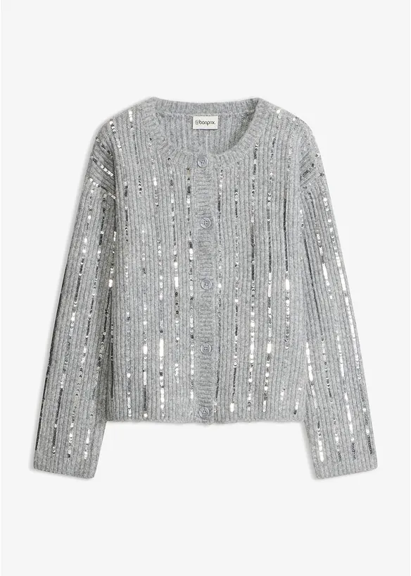 Cardigan con applicazione di paillettes, bonprix