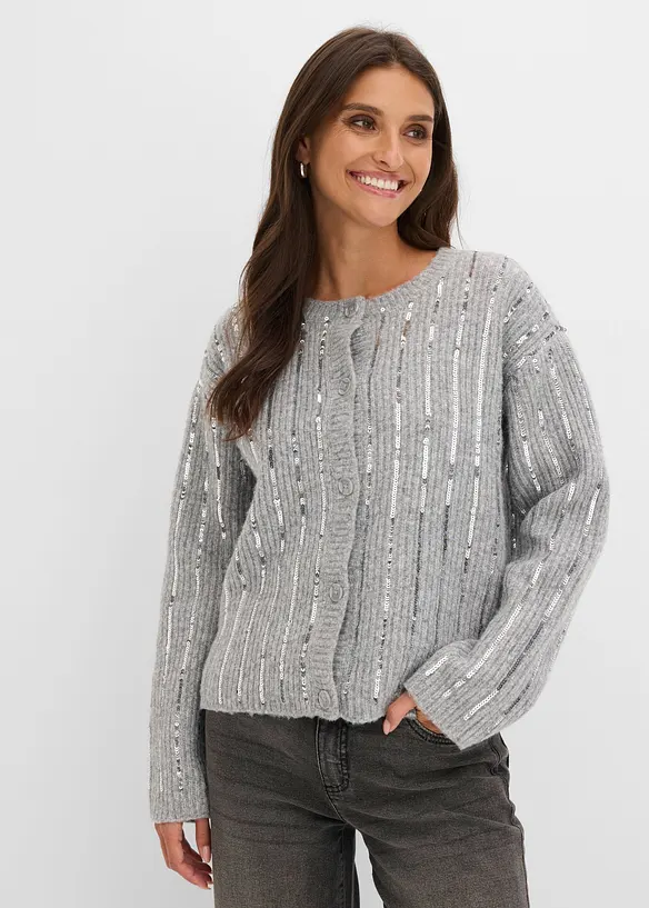 Cardigan con applicazione di paillettes, bonprix