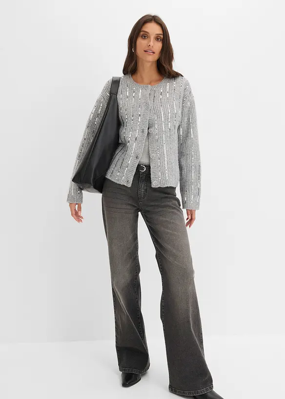 Cardigan con applicazione di paillettes, bonprix