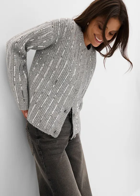 Cardigan con applicazione di paillettes, bonprix