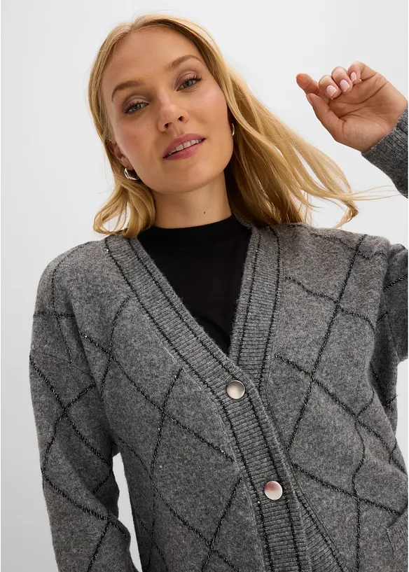 Cardigan lungo effetto glitterato, bonprix