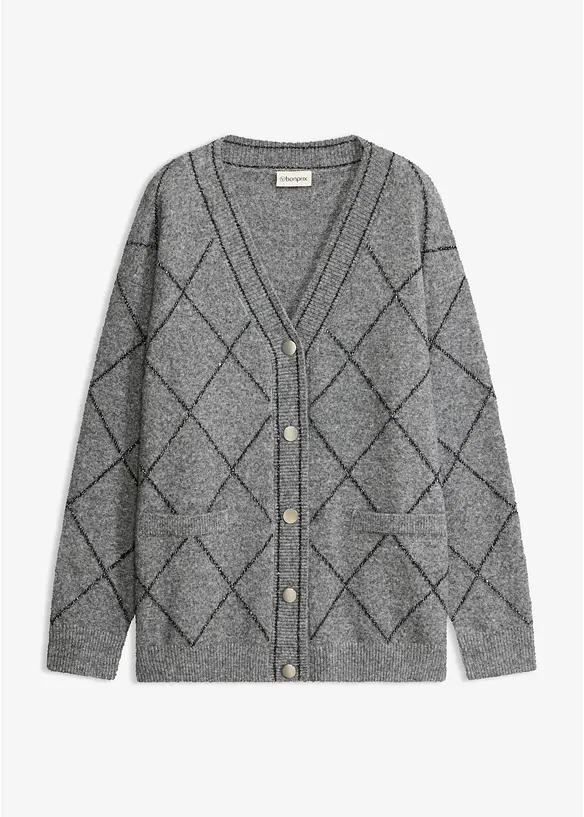 Cardigan lungo effetto glitterato, bonprix
