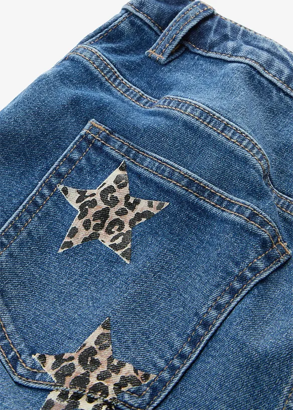 Jeans wide leg con dettagli leopardati, vita media, bonprix