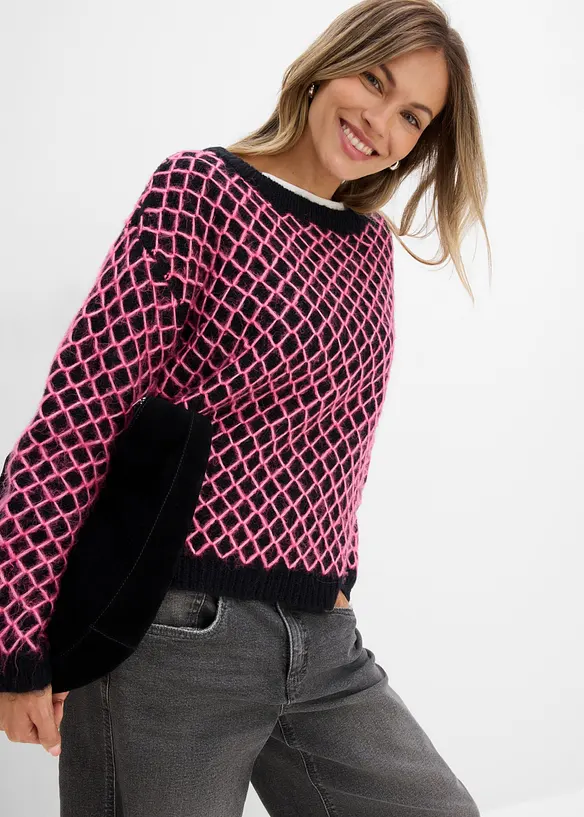 Maglione boxy con filato peloso, bonprix