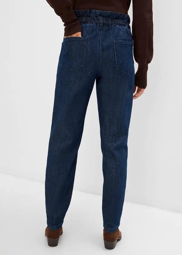 Mom jeans con girovita elasticizzato, vita alta, bonprix