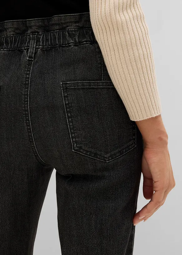 Mom jeans con girovita elasticizzato, vita alta, bonprix