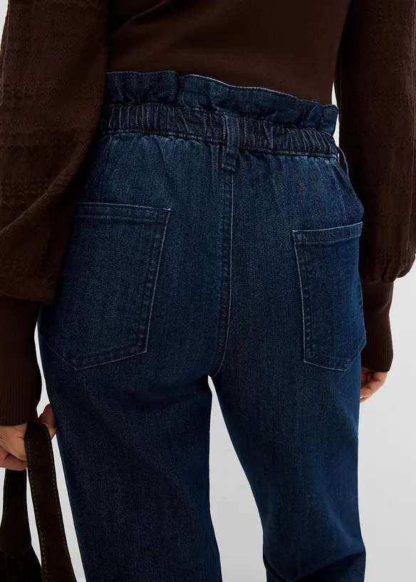 Mom jeans con girovita elasticizzato, vita alta, bonprix