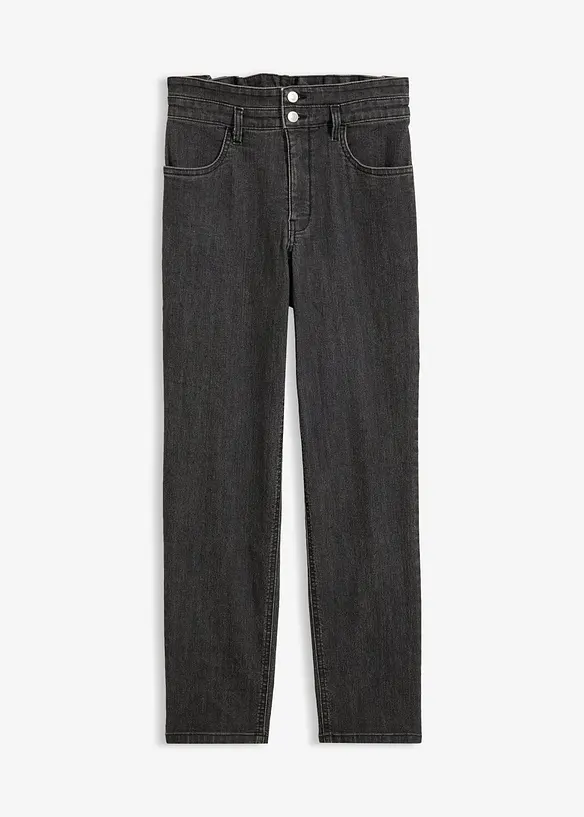 Mom jeans con girovita elasticizzato, vita alta, bonprix