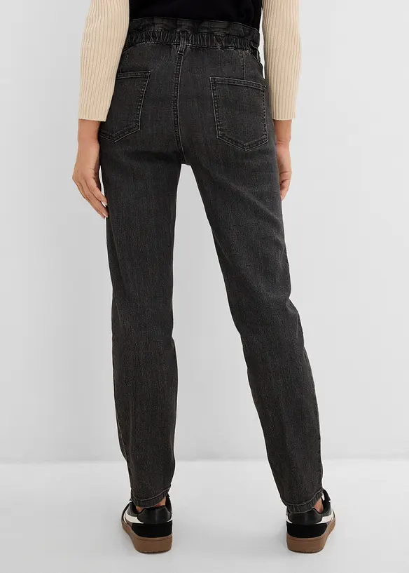 Mom jeans con girovita elasticizzato, vita alta, bonprix