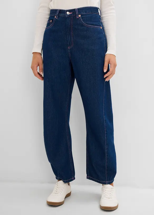 Jeans barrel, vita alta, bonprix