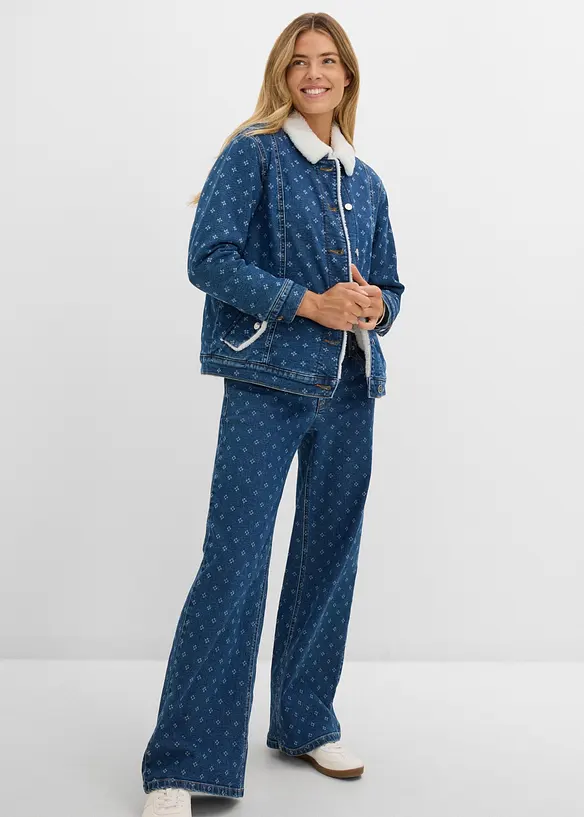 Giacca di jeans con fodera teddy calda, bonprix