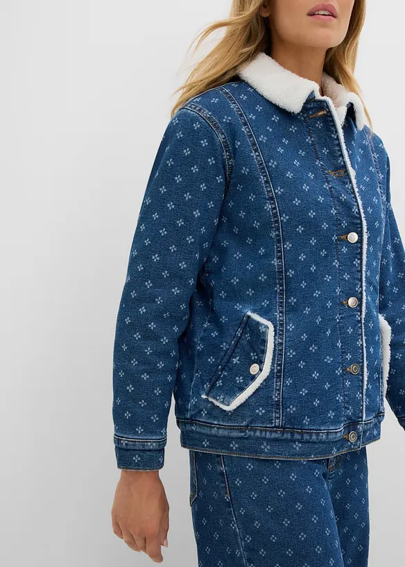 Giacca di jeans con fodera teddy calda, bonprix
