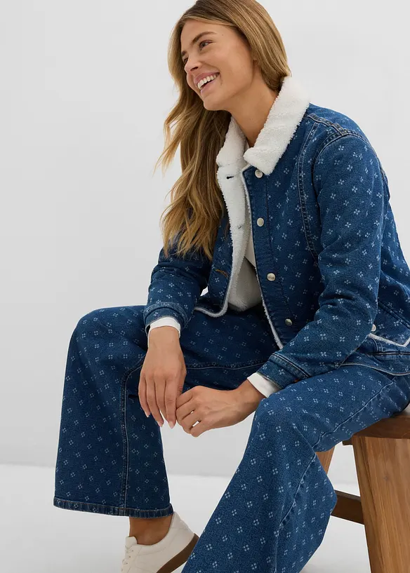 Giacca di jeans con fodera teddy calda, bonprix