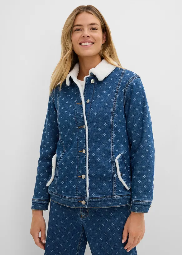 Giacca di jeans con fodera teddy calda, bonprix
