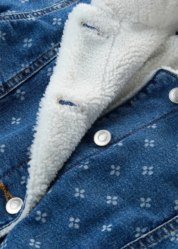 Giacca di jeans con fodera teddy calda, bonprix