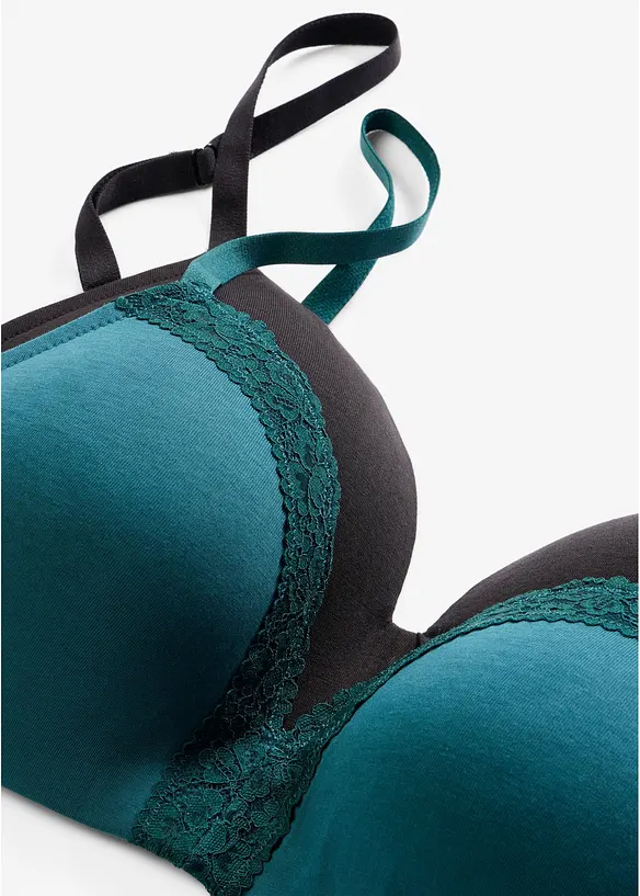 Reggiseno senza ferretto con coppe preformate e cotone biologico (pacco da 2), bonprix