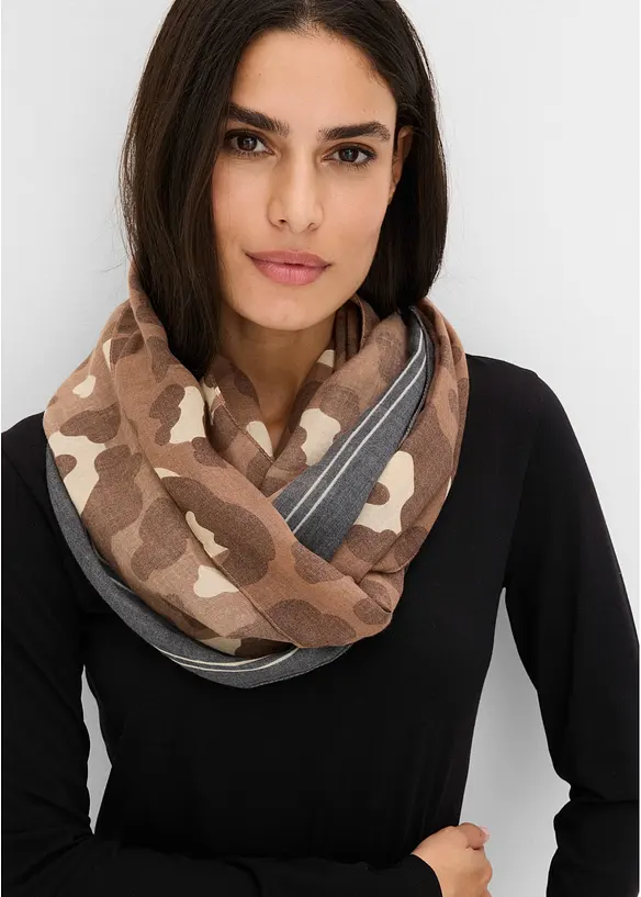 Sciarpa ad anello in fantasia leopardata, bonprix