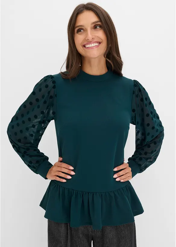 Maglia con maniche lunghe impreziosite da dettagli in mesh, bonprix