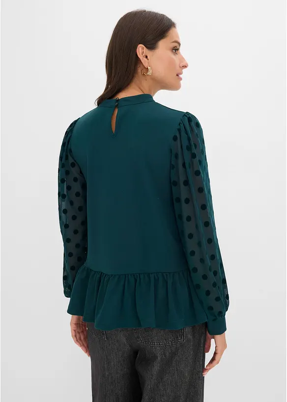Maglia con maniche lunghe impreziosite da dettagli in mesh, bonprix