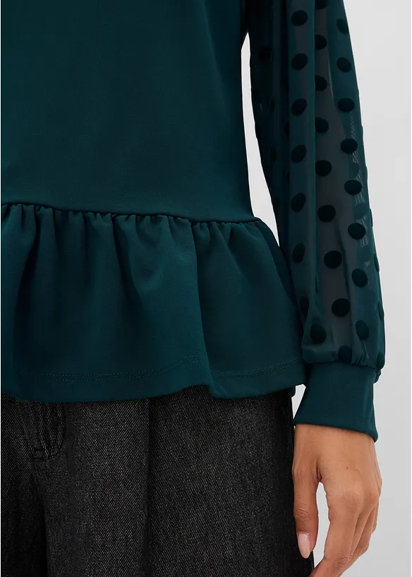 Maglia con maniche lunghe impreziosite da dettagli in mesh, bonprix