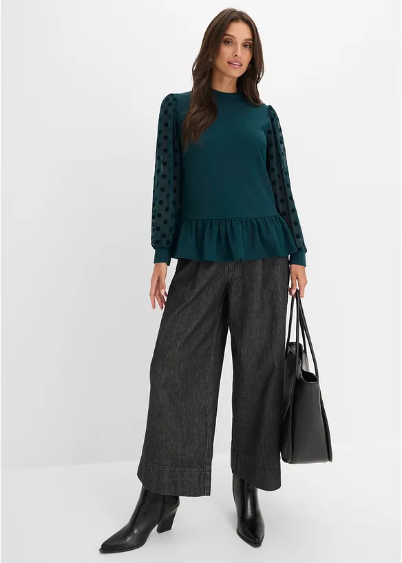 Maglia con maniche lunghe impreziosite da dettagli in mesh, bonprix
