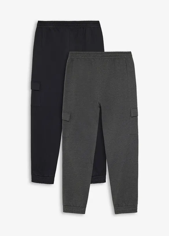 Pantaloni cargo in felpa con cotone biologico (pacco da 2), bonprix