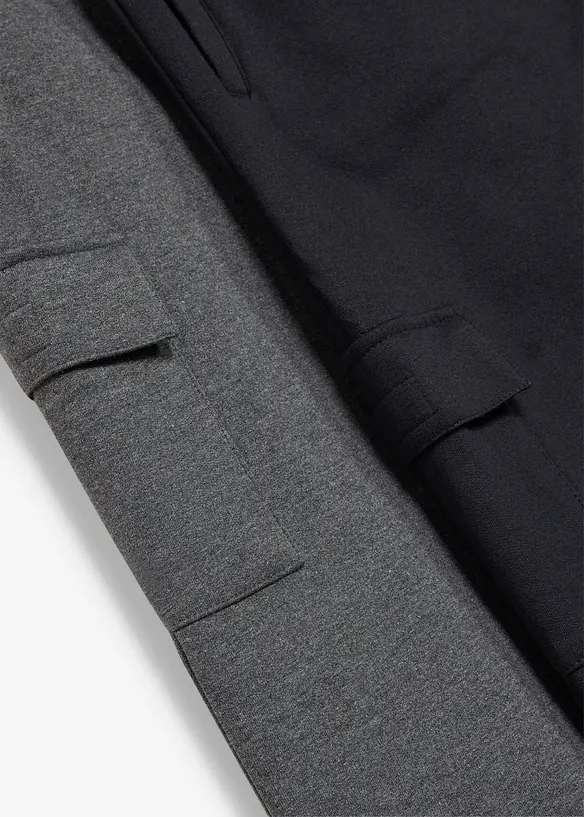 Pantaloni cargo in felpa con cotone biologico (pacco da 2), bonprix