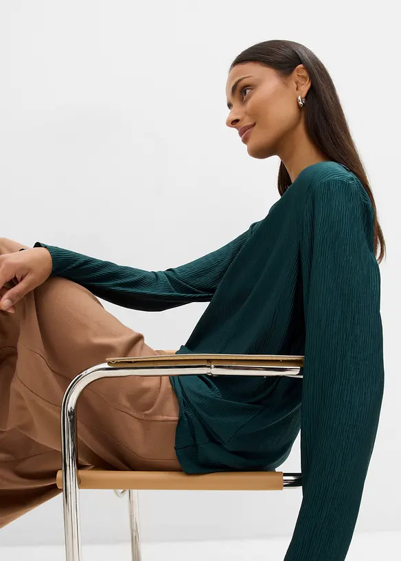 Maglia a maniche lunghe con effetto strutturato, bonprix