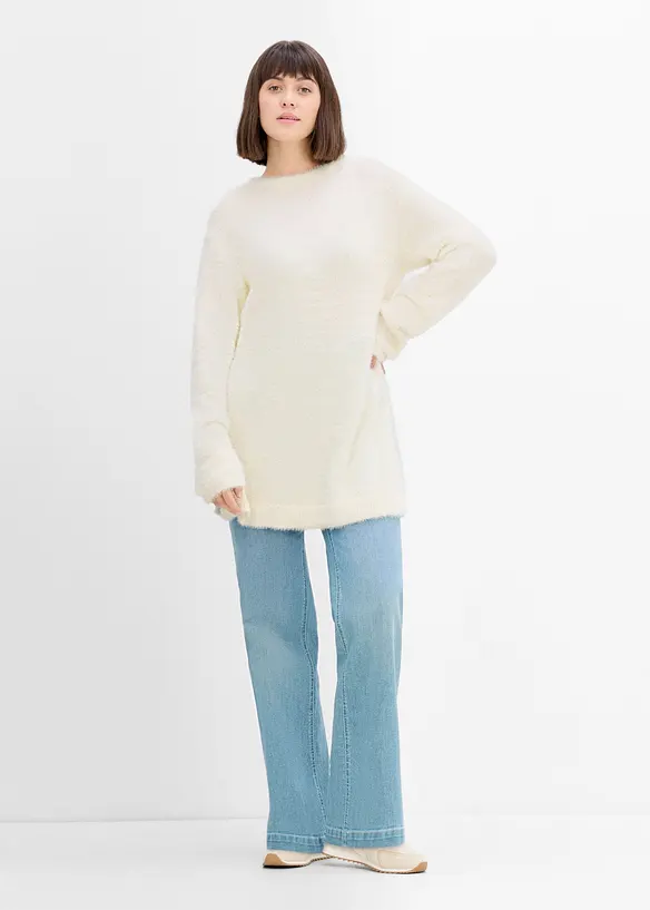 Maglione pr&eacute;maman 2 in 1 effetto peluche con spacchi laterali, bonprix