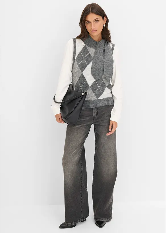 Gilet in maglia con sciarpina integrata, bonprix