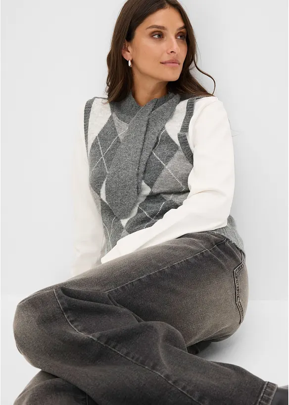 Gilet in maglia con sciarpina integrata, bonprix