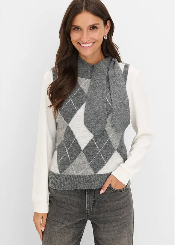 Gilet in maglia con sciarpina integrata, bonprix