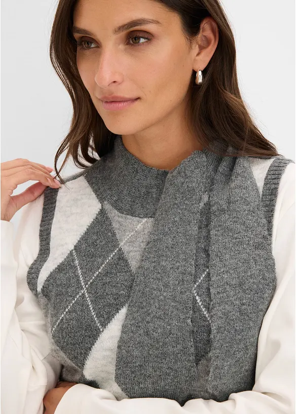 Gilet in maglia con sciarpina integrata, bonprix