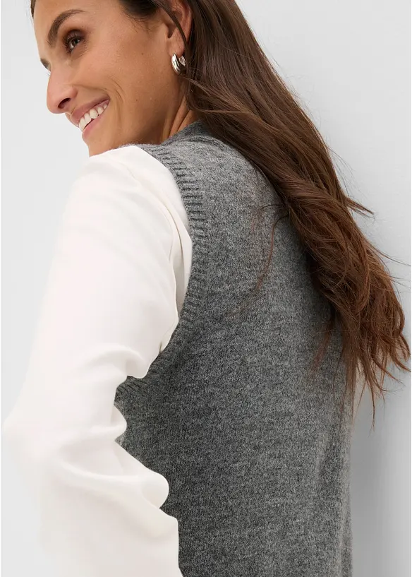 Gilet in maglia con sciarpina integrata, bonprix