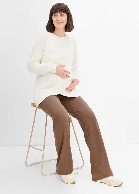 Pantaloni 2-in-1 in jersey con fascia in vita risvoltabile per la gravidanza e il post-parto, bonprix