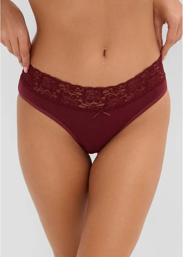 Slip con morbido cotone e pizzo (pacco da 5), bonprix
