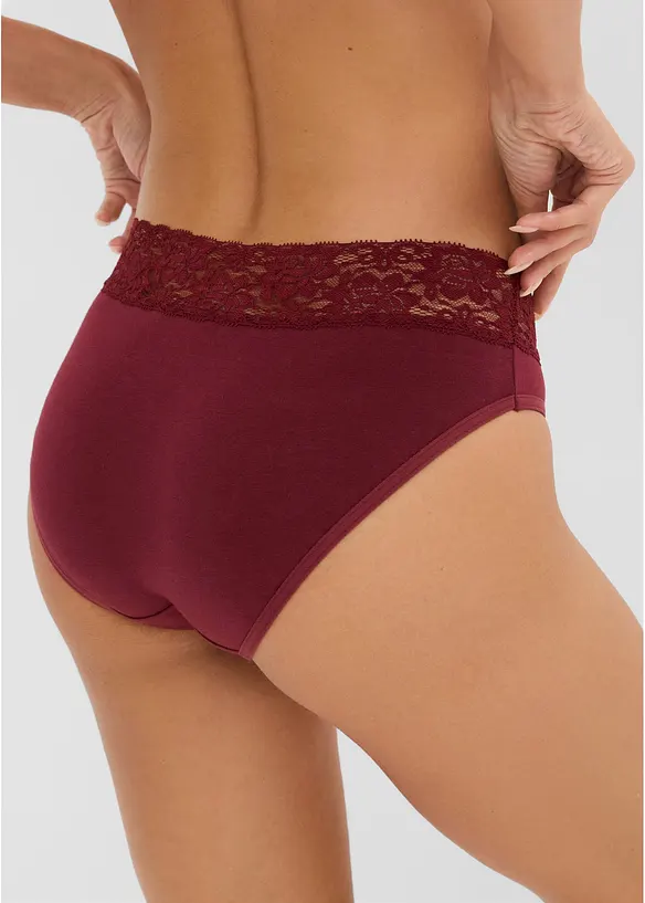 Slip con morbido cotone e pizzo (pacco da 5), bonprix