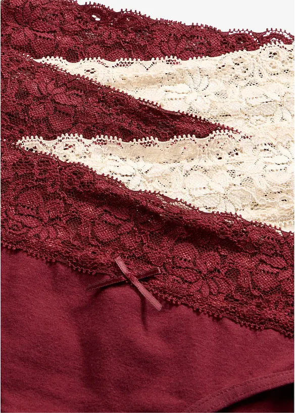 Slip con morbido cotone e pizzo (pacco da 5), bonprix