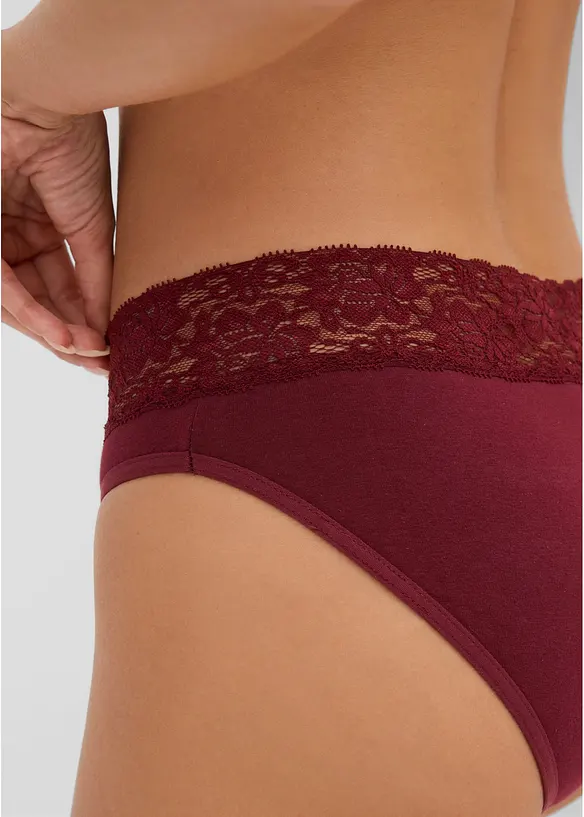 Slip con morbido cotone e pizzo (pacco da 5), bonprix