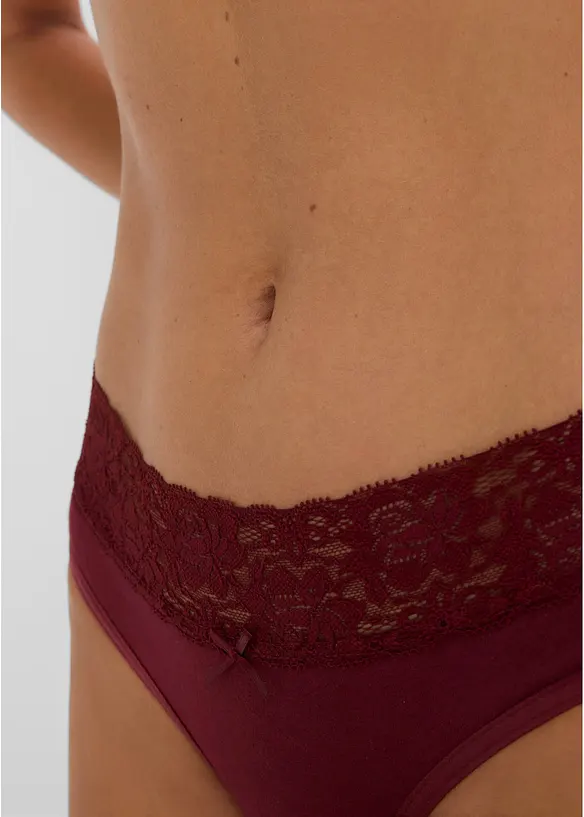 Slip con morbido cotone e pizzo (pacco da 5), bonprix