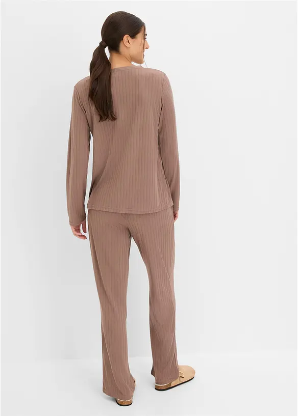 Tuta da casa loungewear in jersey pointelle morbido, bonprix