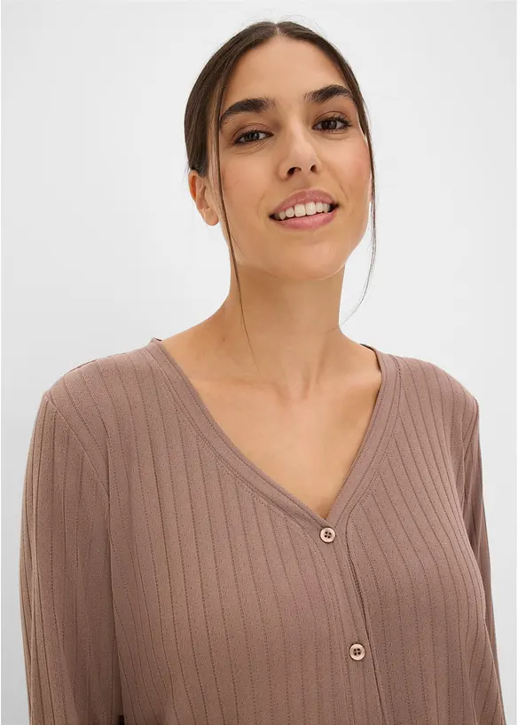 Tuta da casa loungewear in jersey pointelle morbido, bonprix