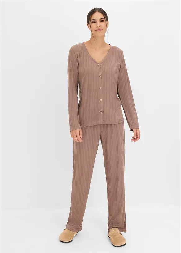 Tuta da casa loungewear in jersey pointelle morbido, bonprix