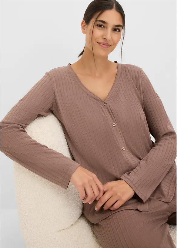 Tuta da casa loungewear in jersey pointelle morbido, bonprix