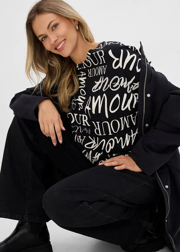 Maxi maglia in misto cotone e viscosa, bonprix